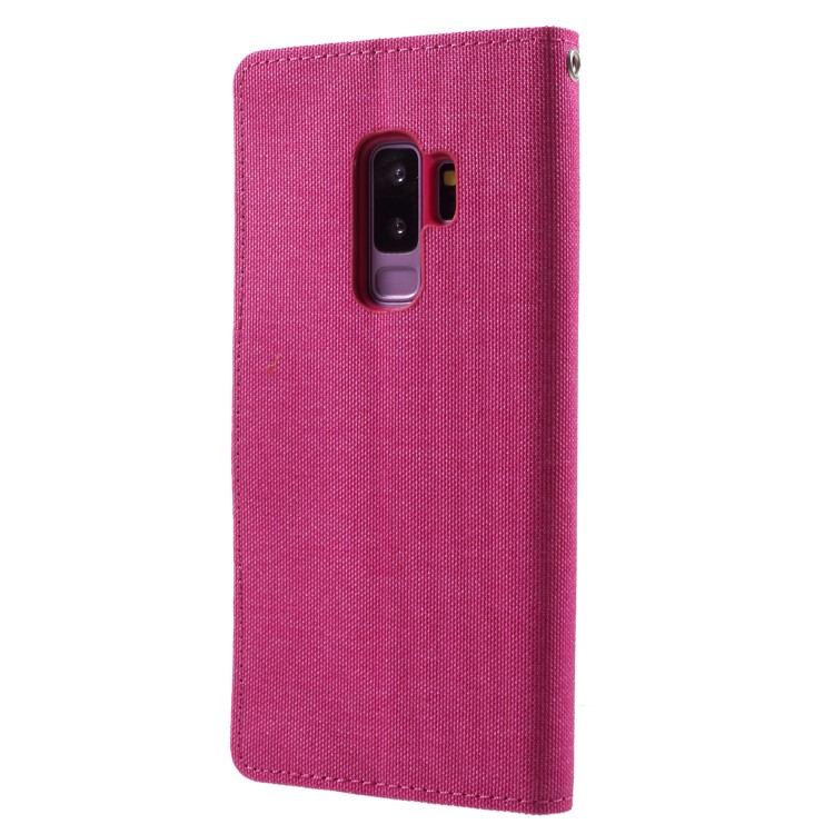 MERCURY GOOSPERY Canvas Diary Stand Magnetic Leather Wallet Cover for Samsung Galaxy S9 Plus G965 - Rose-2