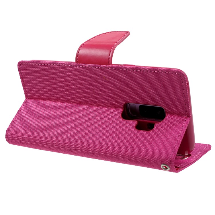MERCURY GOOSPERY Canvas Diary Stand Magnetic Leather Wallet Cover for Samsung Galaxy S9 Plus G965 - Rose-5