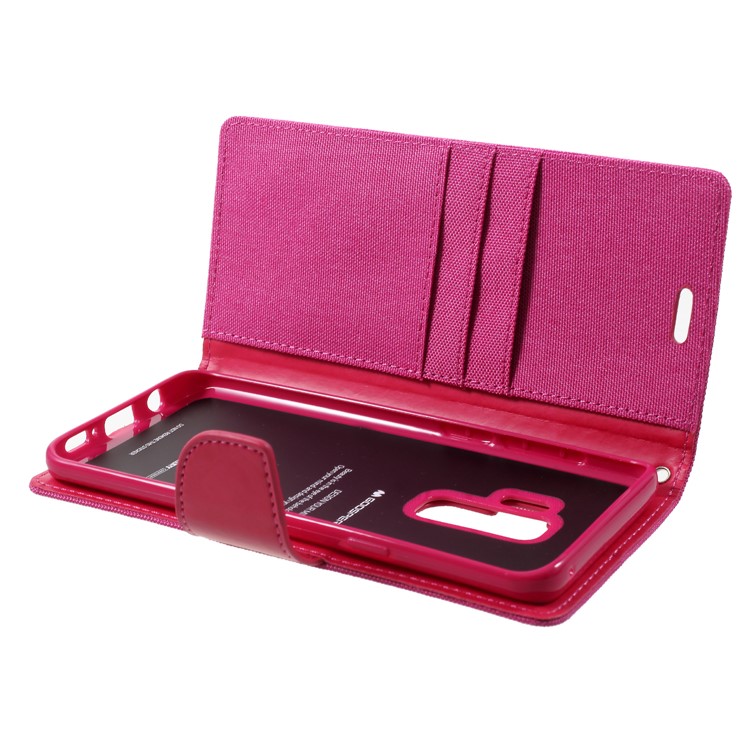 MERCURY GOOSPERY Canvas Diary Stand Magnetic Leather Wallet Cover for Samsung Galaxy S9 Plus G965 - Rose-7