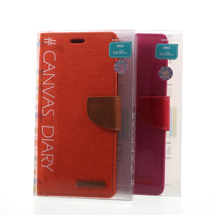 MERCURY GOOSPERY Canvas Diary Stand Magnetic Leather Wallet Cover for Samsung Galaxy S9 Plus G965 - Rose-8