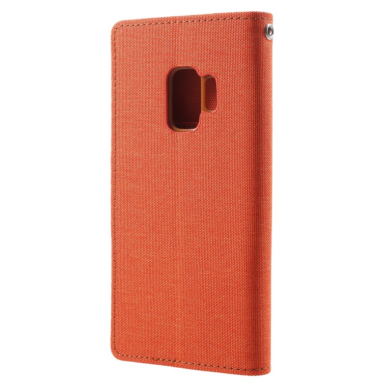 MERCURY GOOSPERY for Samsung Galaxy S9 Canvas Diary Stand Leather Wallet Case - Orange-3