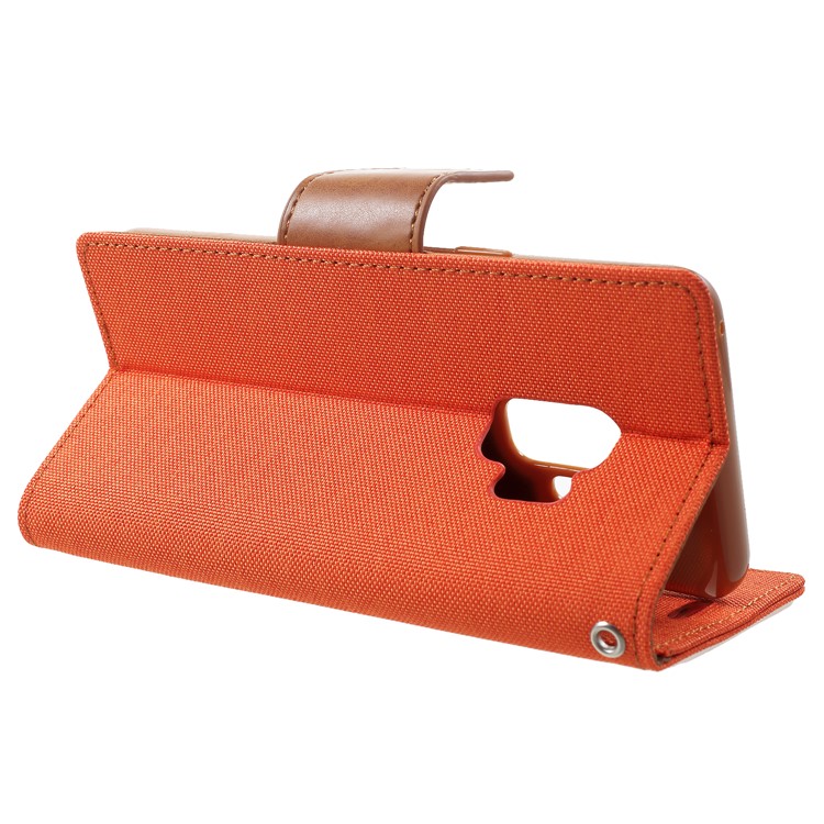 MERCURY GOOSPERY for Samsung Galaxy S9 Canvas Diary Stand Leather Wallet Case - Orange-4