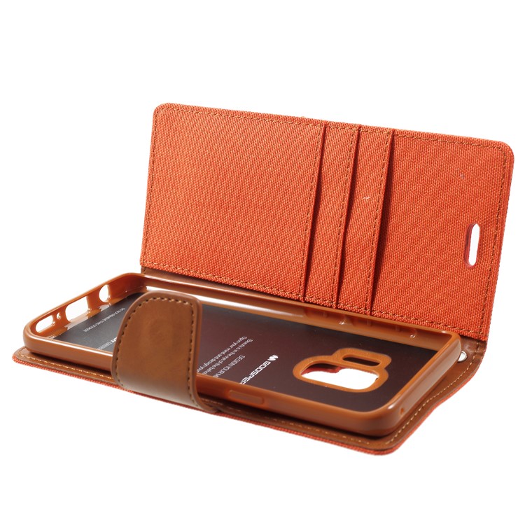 MERCURY GOOSPERY for Samsung Galaxy S9 Canvas Diary Stand Leather Wallet Case - Orange-5