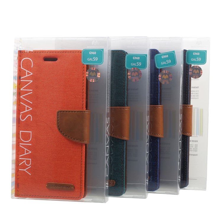 MERCURY GOOSPERY for Samsung Galaxy S9 Canvas Diary Stand Leather Wallet Case - Orange-6
