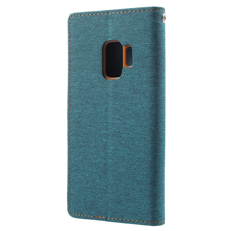 MERCURY GOOSPERY for Samsung Galaxy S9 Canvas Diary Stand Leather Wallet Cover - Green-3
