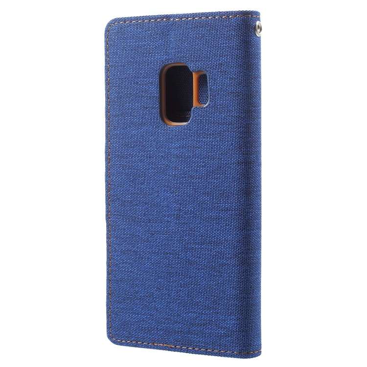 MERCURY GOOSPERY for Samsung Galaxy S9 Canvas Diary Stand Leather Wallet Shell - Baby Blue-3