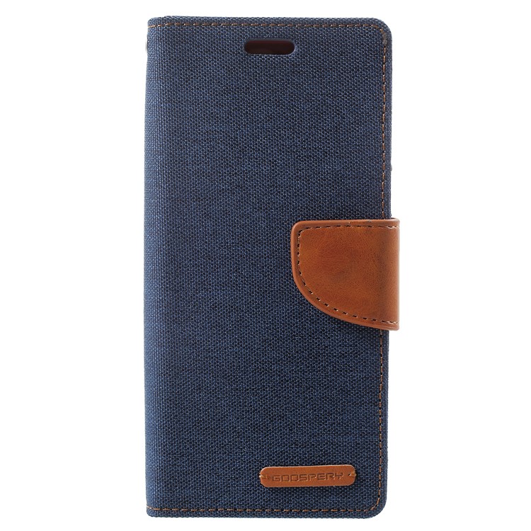 MERCURY GOOSPERY for Samsung Galaxy S9 Canvas Diary Stand Leather Wallet Casing - Dark Blue-1