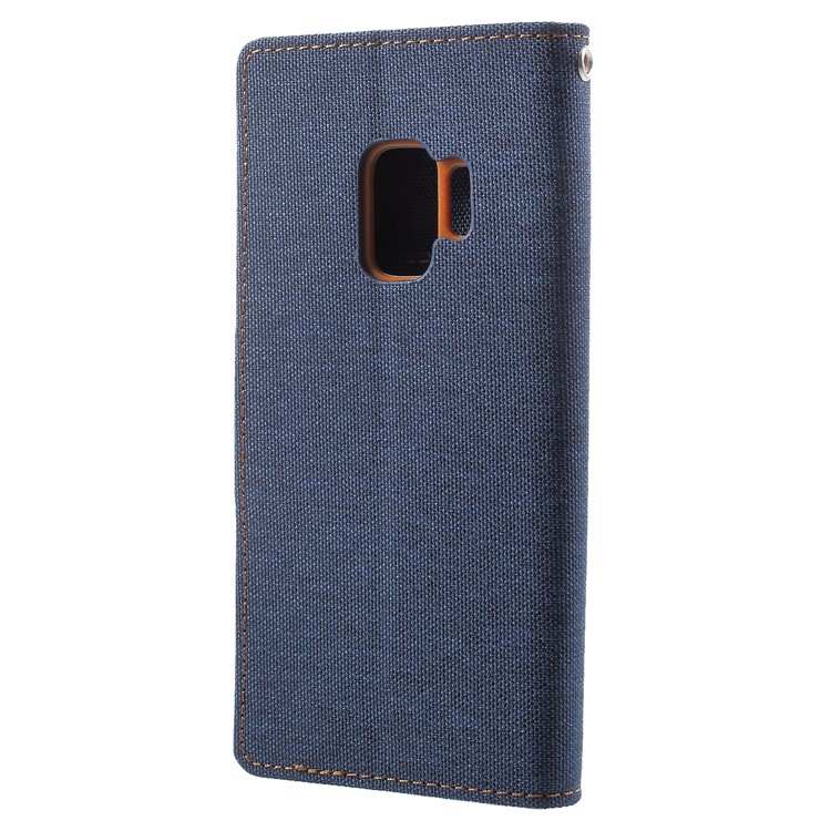 MERCURY GOOSPERY for Samsung Galaxy S9 Canvas Diary Stand Leather Wallet Casing - Dark Blue-3