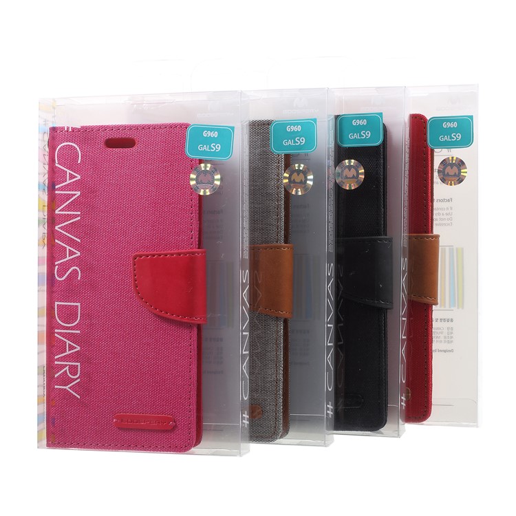 MERCURY GOOSPERY Canvas Diary Stand Leather Wallet Cover for Samsung Galaxy S9 - Black-10
