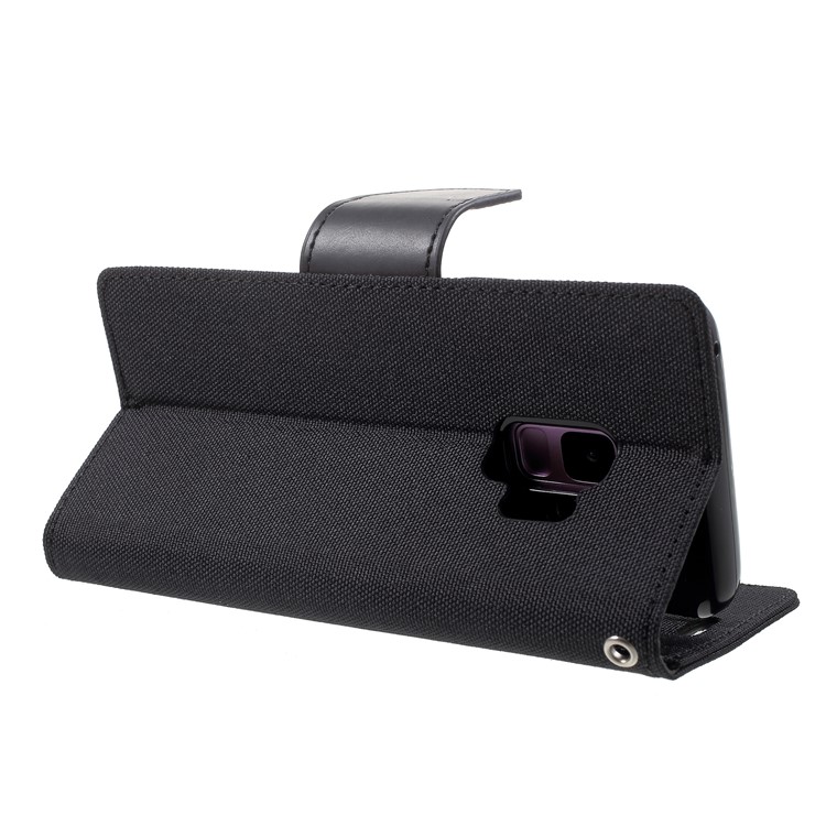 MERCURY GOOSPERY Canvas Diary Stand Leather Wallet Cover for Samsung Galaxy S9 - Black-5