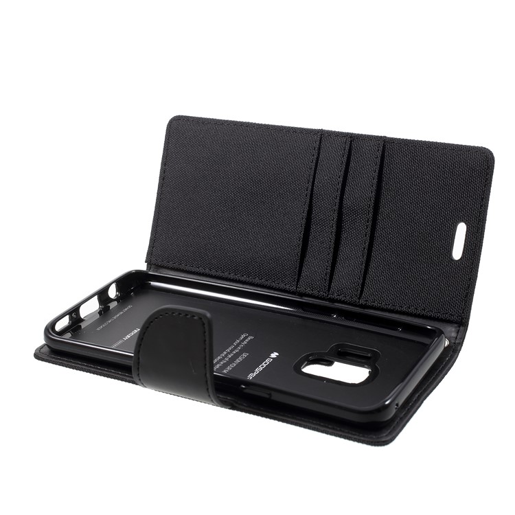 MERCURY GOOSPERY Canvas Diary Stand Leather Wallet Cover for Samsung Galaxy S9 - Black-7
