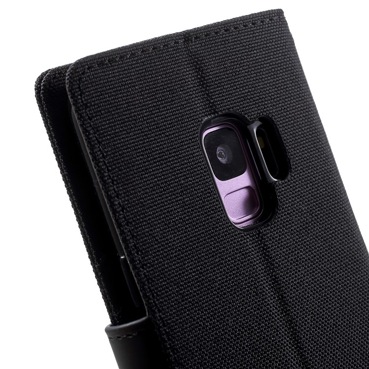 MERCURY GOOSPERY Canvas Diary Stand Leather Wallet Cover for Samsung Galaxy S9 - Black-9