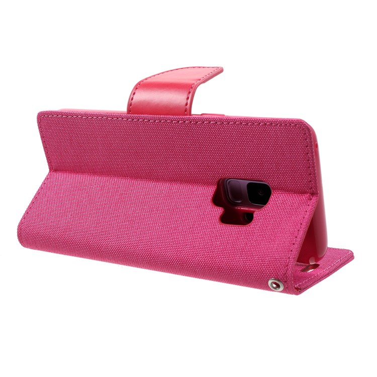 MERCURY GOOSPERY Canvas Diary Stand Leather Wallet Casing for Samsung Galaxy S9 - Rose-5