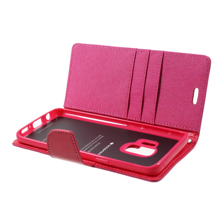 MERCURY GOOSPERY Canvas Diary Stand Leather Wallet Casing for Samsung Galaxy S9 - Rose-6