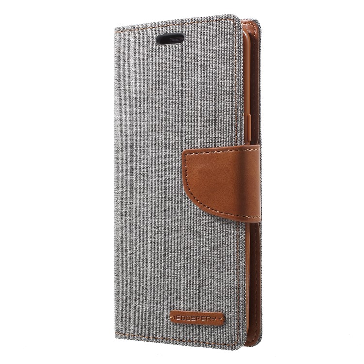 MERCURY GOOSPERY Canvas Diary Stand Leather Wallet Mobile Phone Cover for Samsung Galaxy S9 - Grey-2