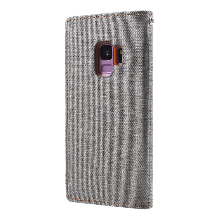 MERCURY GOOSPERY Canvas Diary Stand Leather Wallet Mobile Phone Cover for Samsung Galaxy S9 - Grey-3