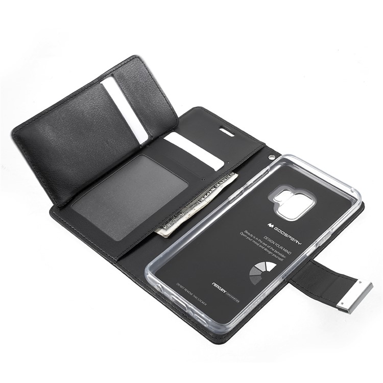MERCURY GOOSPERY Rich Diary Leather Wallet Cover for Samsung Galaxy S9 - Black-5