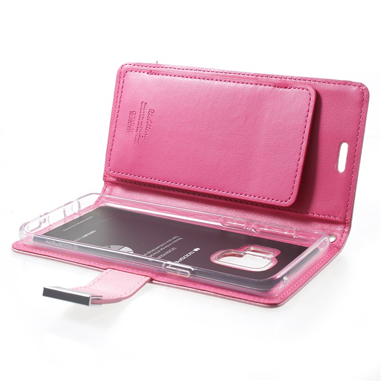 MERCURY GOOSPERY Rich Diary Leather Wallet Shell for Samsung Galaxy S9 G960 - Pink-5