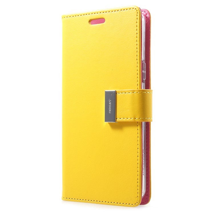 MERCURY GOOSPERY Rich Diary Leather Wallet Phone Cover for Samsung Galaxy S9 - Yellow-2