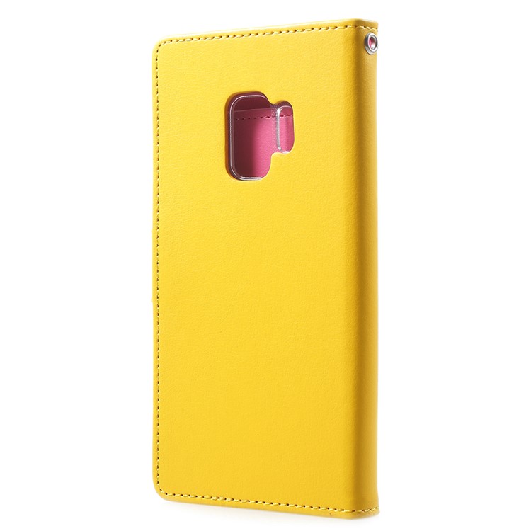 MERCURY GOOSPERY Rich Diary Leather Wallet Phone Cover for Samsung Galaxy S9 - Yellow-3