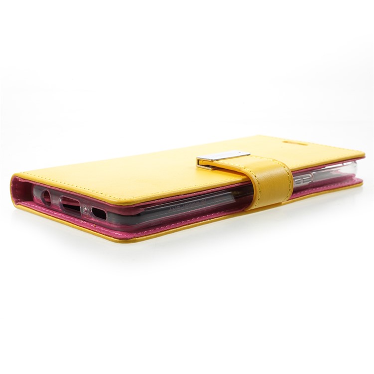 MERCURY GOOSPERY Rich Diary Leather Wallet Phone Cover for Samsung Galaxy S9 - Yellow-4