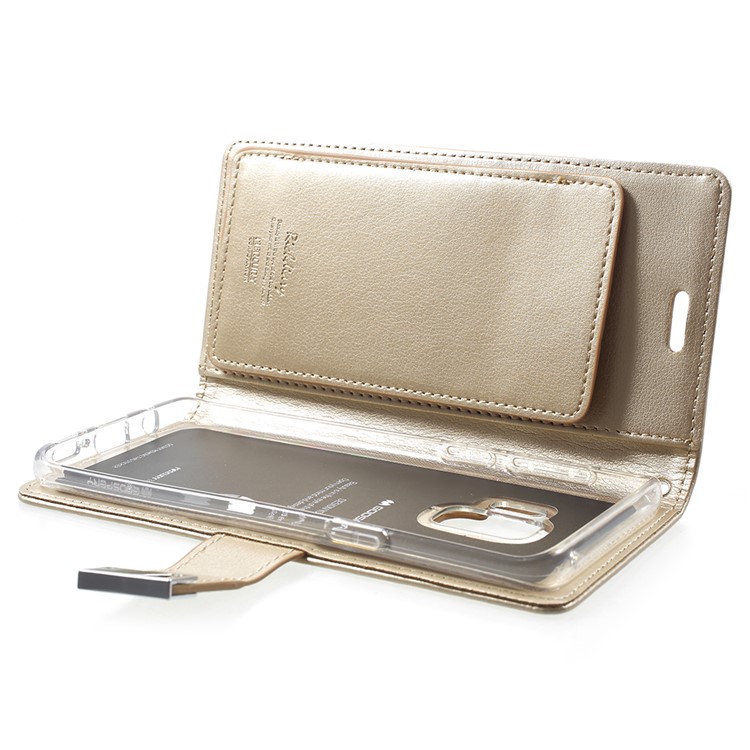 MERCURY GOOSPERY Rich Diary Leather Wallet Phone Case for Samsung Galaxy S9 - Gold-5