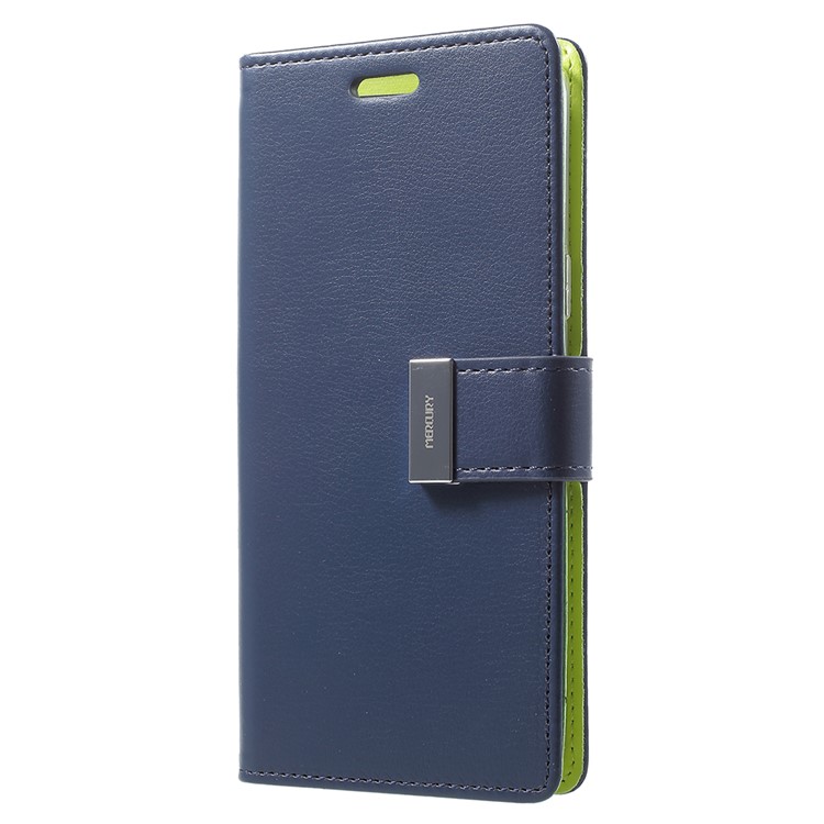 MERCURY GOOSPERY Rich Diary Leather Wallet Mobile Case for Samsung Galaxy S9 G960 - Dark Blue-2