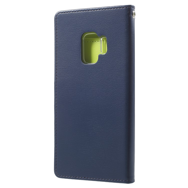 MERCURY GOOSPERY Rich Diary Leather Wallet Mobile Case for Samsung Galaxy S9 G960 - Dark Blue-3