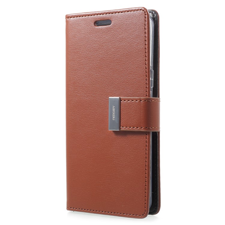 MERCURY GOOSPERY Rich Diary Leather Wallet Case Accessory for Samsung Galaxy S9 - Brown-2