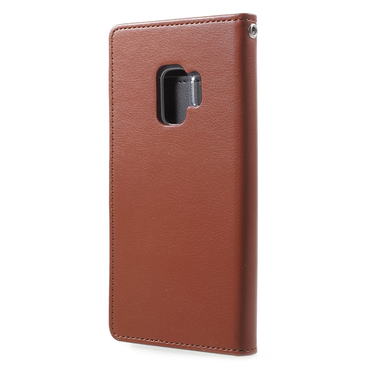 MERCURY GOOSPERY Rich Diary Leather Wallet Case Accessory for Samsung Galaxy S9 - Brown-3