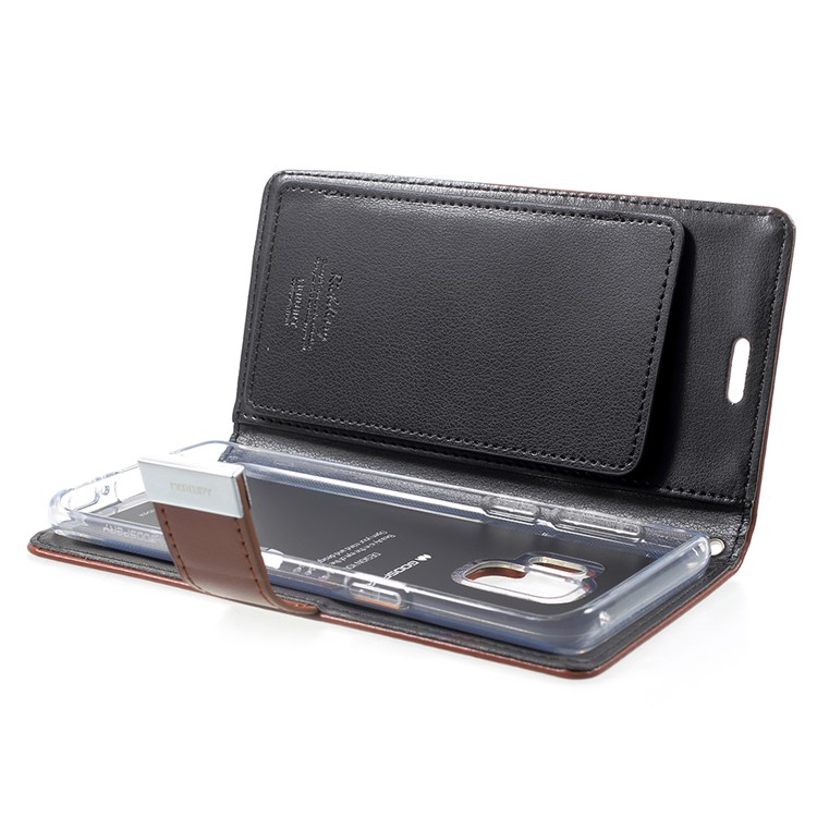 MERCURY GOOSPERY Rich Diary Leather Wallet Case Accessory for Samsung Galaxy S9 - Brown-5