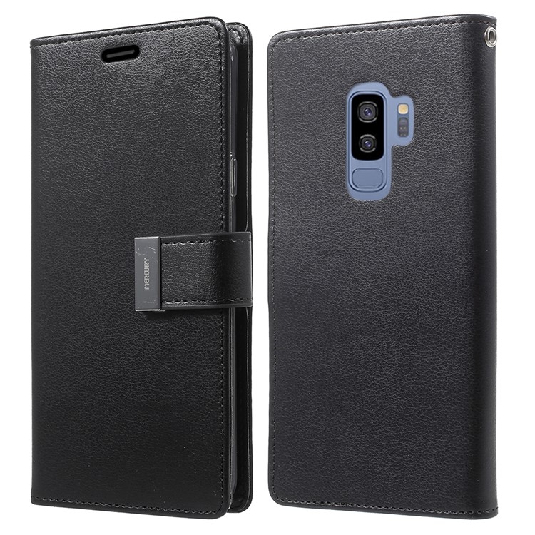 MERCURY GOOSPERY Rich Diary Leather Wallet Case for Samsung Galaxy S9+ - Black-1
