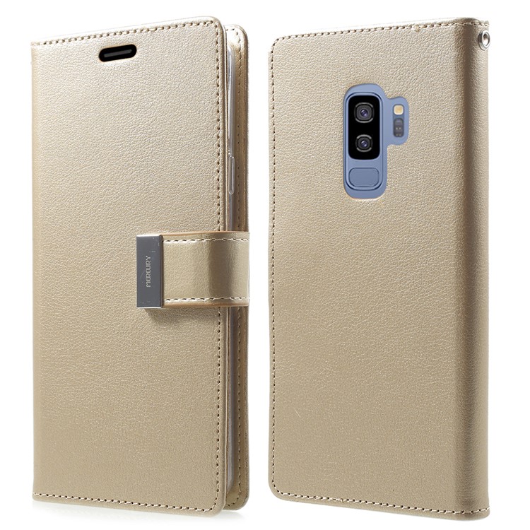 MERCURY GOOSPERY Rich Diary Leather Wallet Mobile Folio Cover for Samsung Galaxy S9 Plus G965 - Gold-1