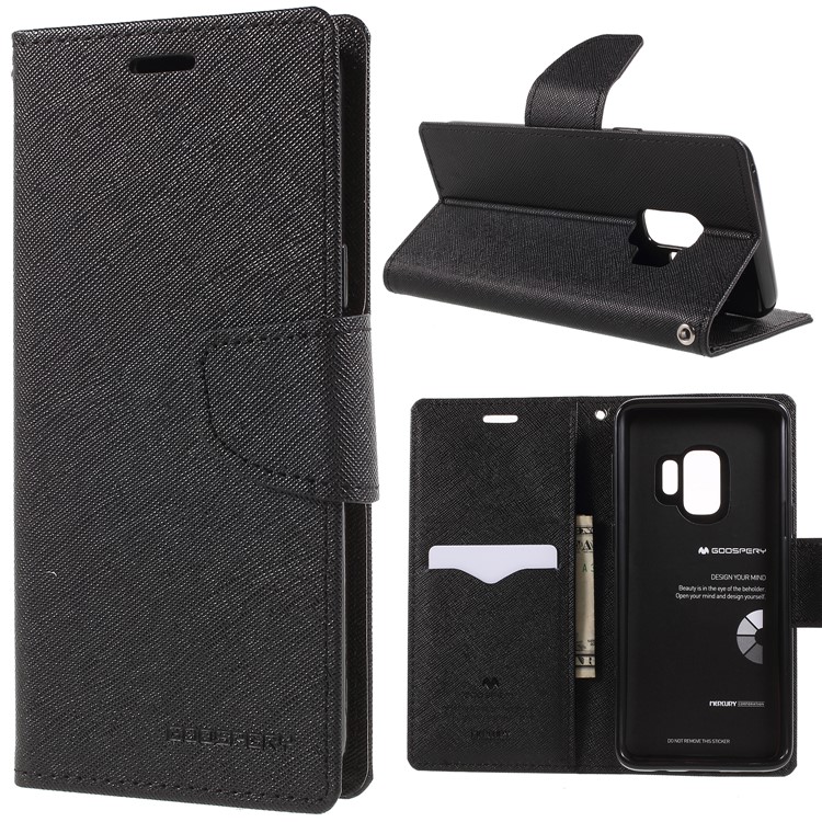 MERCURY GOOSPERY Fancy Diary Wallet Leather Mobile Case for Samsung Galaxy S9 - Black-1