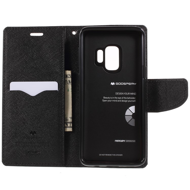 MERCURY GOOSPERY Fancy Diary Wallet Leather Mobile Case for Samsung Galaxy S9 - Black-9