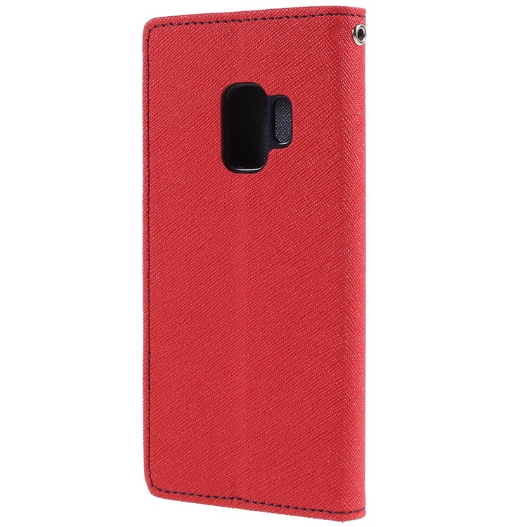 MERCURY GOOSPERY Fancy Diary Leather Wallet Stand Case for Samsung Galaxy S9 G960 - Red-2