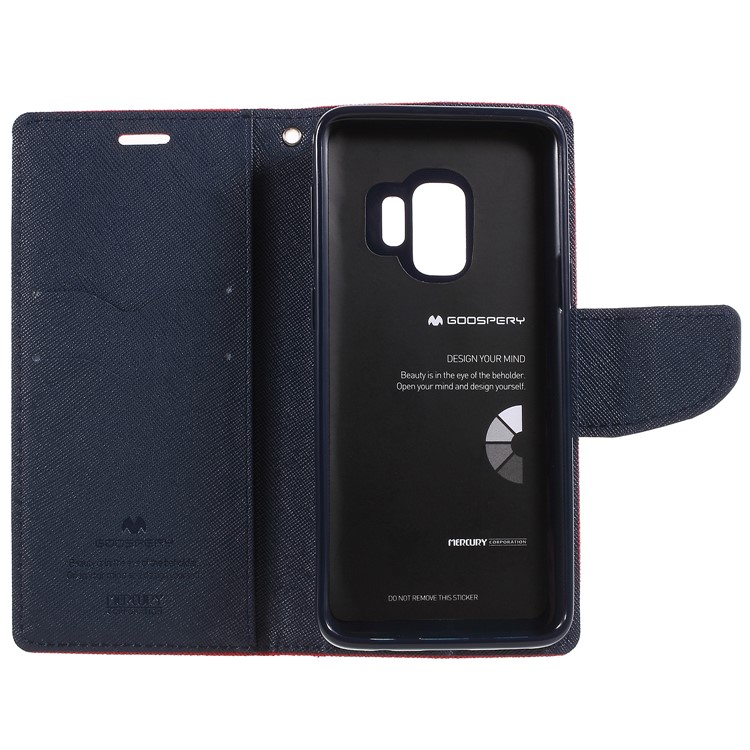 MERCURY GOOSPERY Fancy Diary Leather Wallet Stand Case for Samsung Galaxy S9 G960 - Red-6