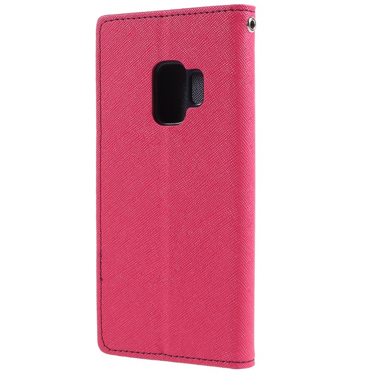 MERCURY GOOSPERY Contrast Color Leather Wallet Stand Cover for Samsung Galaxy S9 - Rose-2