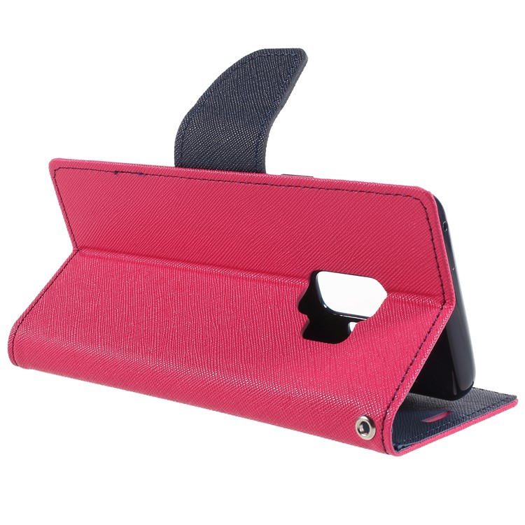 MERCURY GOOSPERY Contrast Color Leather Wallet Stand Cover for Samsung Galaxy S9 - Rose-5