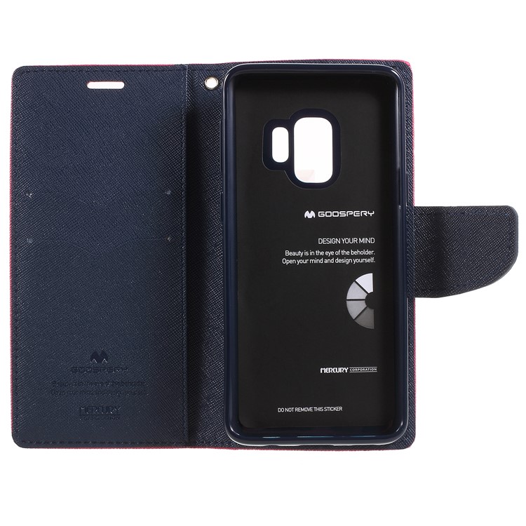 MERCURY GOOSPERY Contrast Color Leather Wallet Stand Cover for Samsung Galaxy S9 - Rose-6