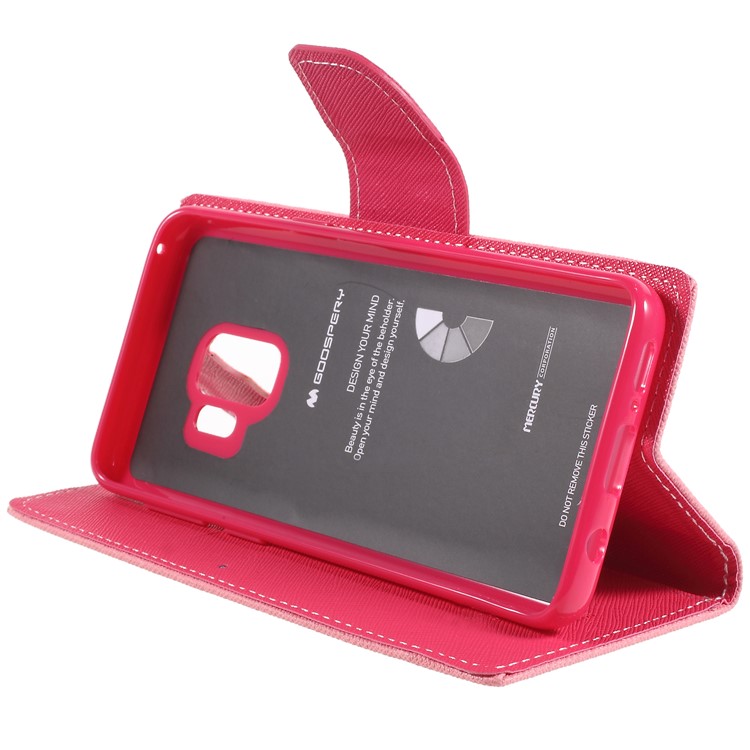 MERCURY GOOSPERY Contrast Color Leather Wallet Phone Shell for Samsung Galaxy S9 G960 - Pink-4