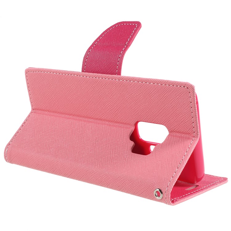 MERCURY GOOSPERY Contrast Color Leather Wallet Phone Shell for Samsung Galaxy S9 G960 - Pink-5
