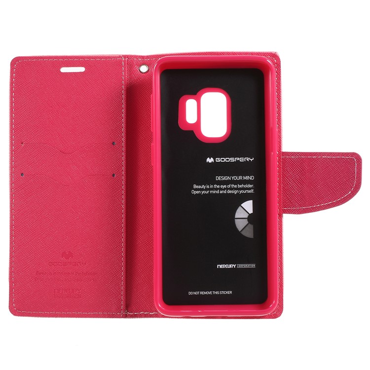 MERCURY GOOSPERY Contrast Color Leather Wallet Phone Shell for Samsung Galaxy S9 G960 - Pink-6