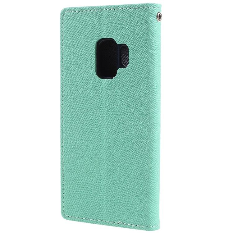 MERCURY GOOSPERY Fancy Diary Leather Wallet Mobile Phone Case for Samsung Galaxy S9 - Cyan-2