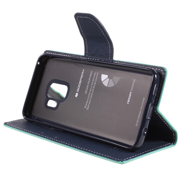 MERCURY GOOSPERY Fancy Diary Leather Wallet Mobile Phone Case for Samsung Galaxy S9 - Cyan-4