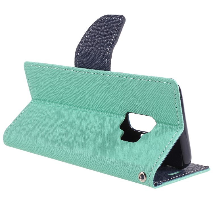 MERCURY GOOSPERY Fancy Diary Leather Wallet Mobile Phone Case for Samsung Galaxy S9 - Cyan-5