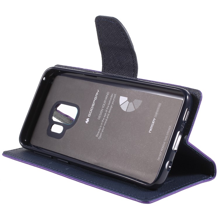 MERCURY GOOSPERY Contrast Color Leather Wallet Mobile Phone Casing for Samsung S9 - Purple-4