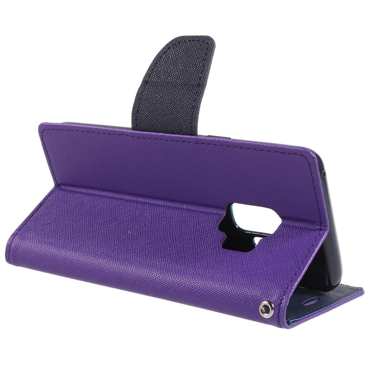 MERCURY GOOSPERY Contrast Color Leather Wallet Mobile Phone Casing for Samsung S9 - Purple-5