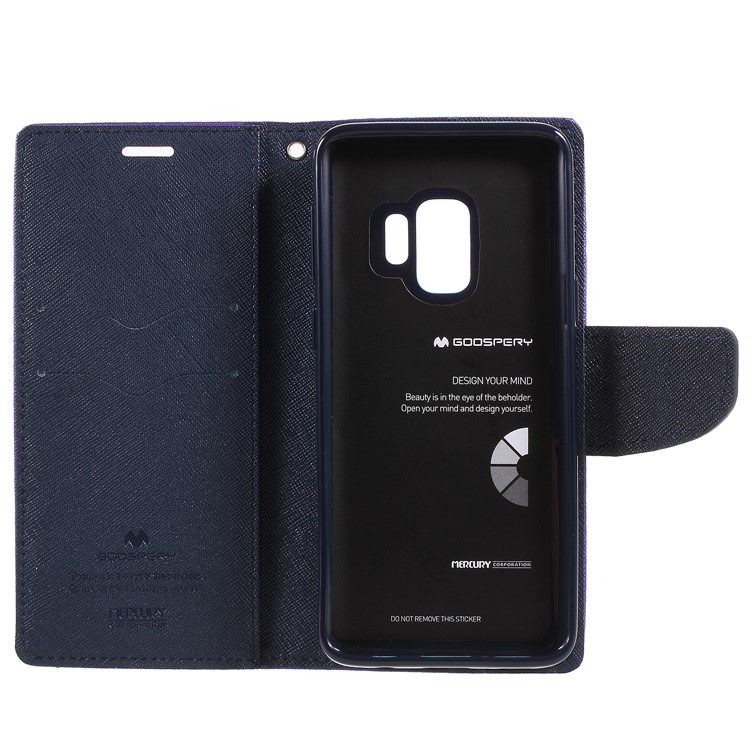 MERCURY GOOSPERY Contrast Color Leather Wallet Mobile Phone Casing for Samsung S9 - Purple-6