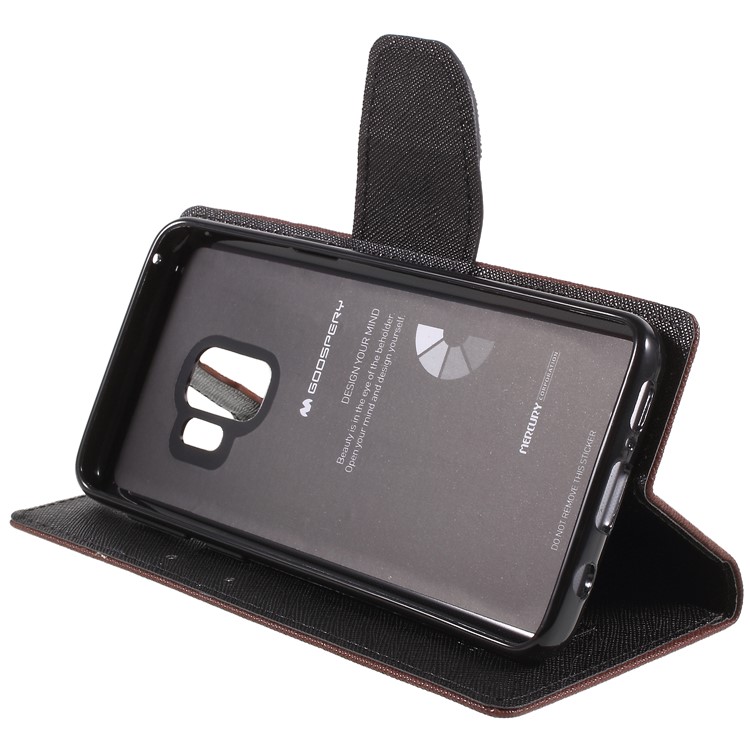 MERCURY GOOSPERY for Samsung Galaxy S9 Contrast Color Wallet Leather Mobile Cover with Stand - Brown-4